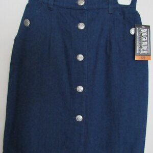 Denim Skirt Button front closure slant pockets Knee length